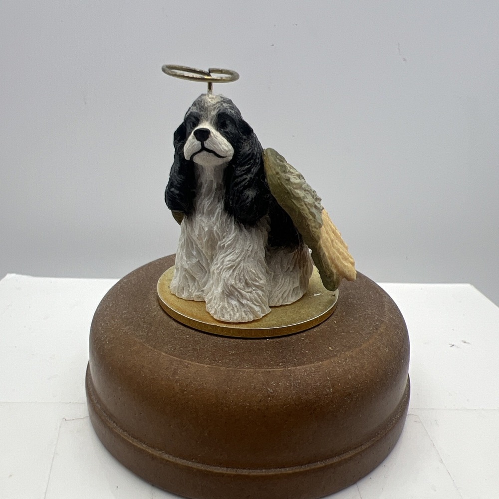 Conversation Concepts Cocker Spaniel Angel Music Figurine Wood Base Memory Works